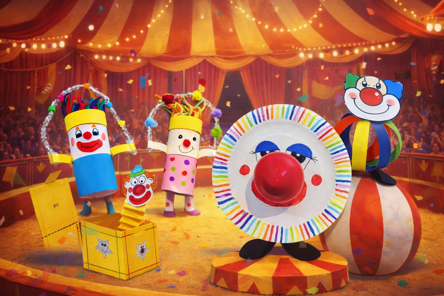 Circus clown crafts in action